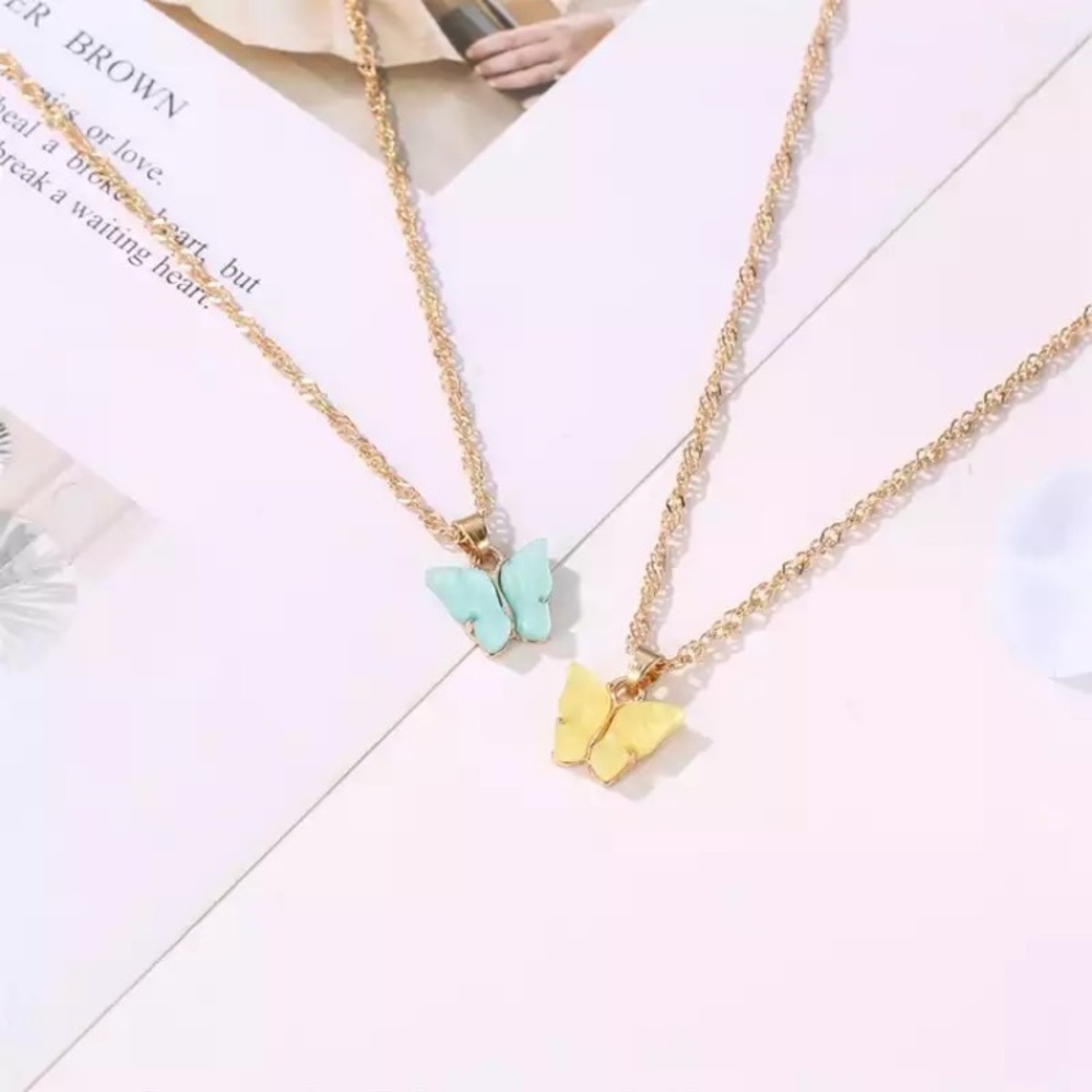 Blonde Gem Butterfly Pendant 🦋